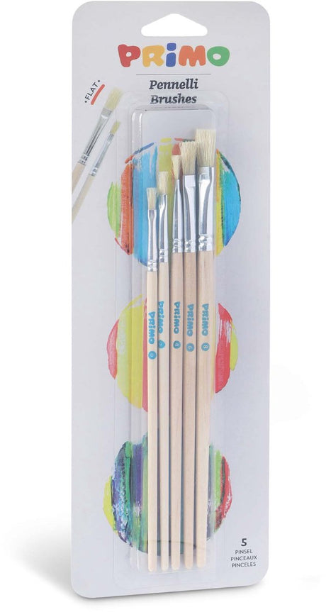 Zestaw pędzli Primo junior 22 cm drewno naturalne 5-częściowy