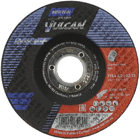 Tarcze szlifierskie Norton schruppscheibe vulcan ze stali nierdzewnej 115x6,4x22 vulcan ze stali nierdzewnej