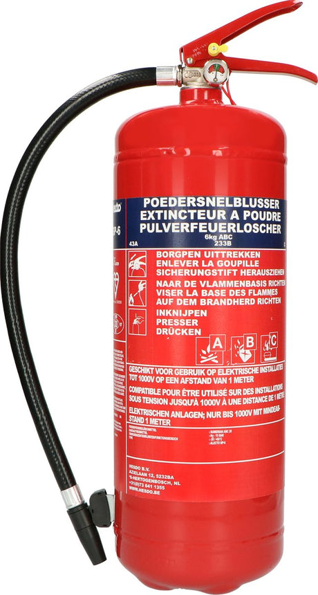 Gaśnica Alecto bp-6 - gaśnica proszkowa 6 kilogramów - klasa palności ABC - w zestawie uchwyt do zawieszania