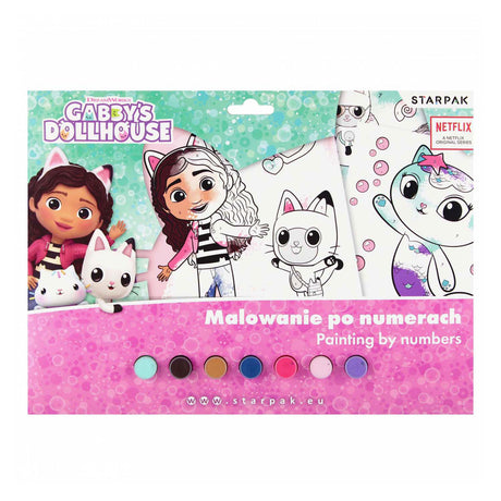 Domek dla lalek Gabby - malowanie po numerze - w zestawie. 7 kolorów farby i pędzla