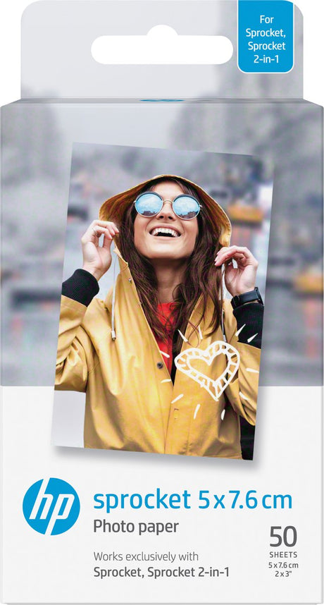 HP sprocket - samoprzylepny papier fotograficzny - 5 x 7,6 cm - 50 ark.