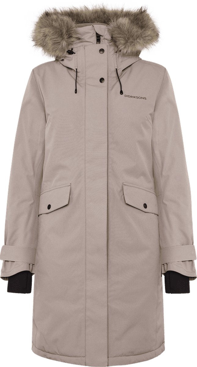 Didriksons erica wns parka 3 dames outdoorjas - ash brown 42