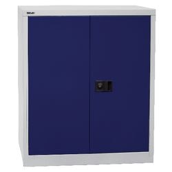 Szafka z drzwiami na zawiasach bisley 2 drzwi metalowa 914x400x1000mm jasnoszara, oxford niebieska