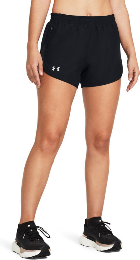 Damskie spodnie sportowe Under Armour Fly by 3'' Shorts-blk - czarno - białe - odblaskowe