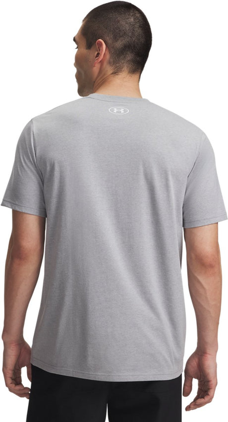 Męska koszulka sportowa Under Armour UA Sportstyle Logo Update SS-Gry – Steel Light Heather – Biała