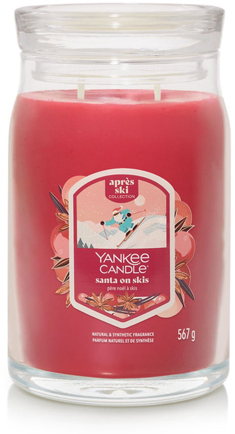 Yankee Candle - Świeca zapachowa Mikołaj na nartach w dużym słoju - 90 godzin palenia - dwa knoty