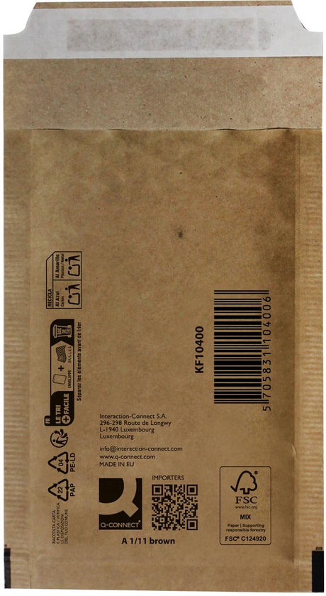 Koperty bąbelkowe Q-connect, brązowe, 1-a, 120 x 175 mm, opakowanie 200 sztuk