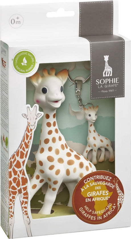 Zestaw upominkowy Sophie the Giraffe Save the Giraffes - breloczek - 100% naturalnego kauczuku - 2 szt.