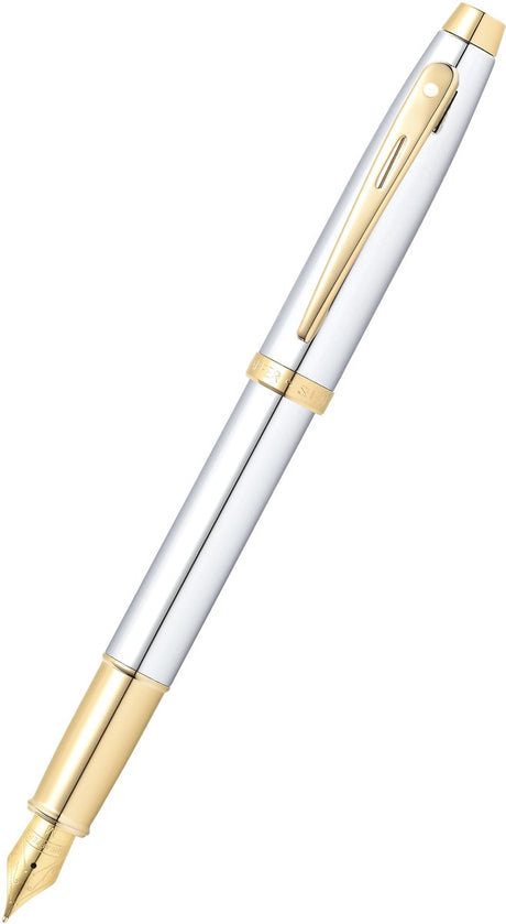Pióro wieczne Sheaffer - 100 e9340 - f - jasny chromowo-złoty odcień