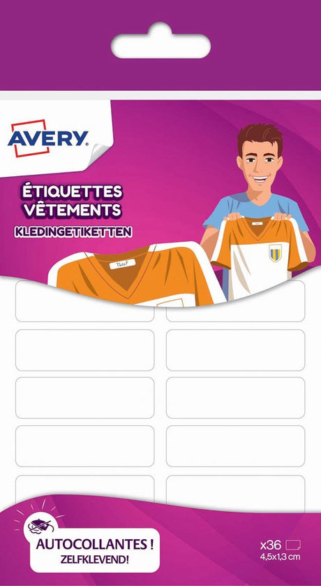 Niemarkowa etykieta sans marque na tekstylia, avery 36 sztuk - biała. rodzina