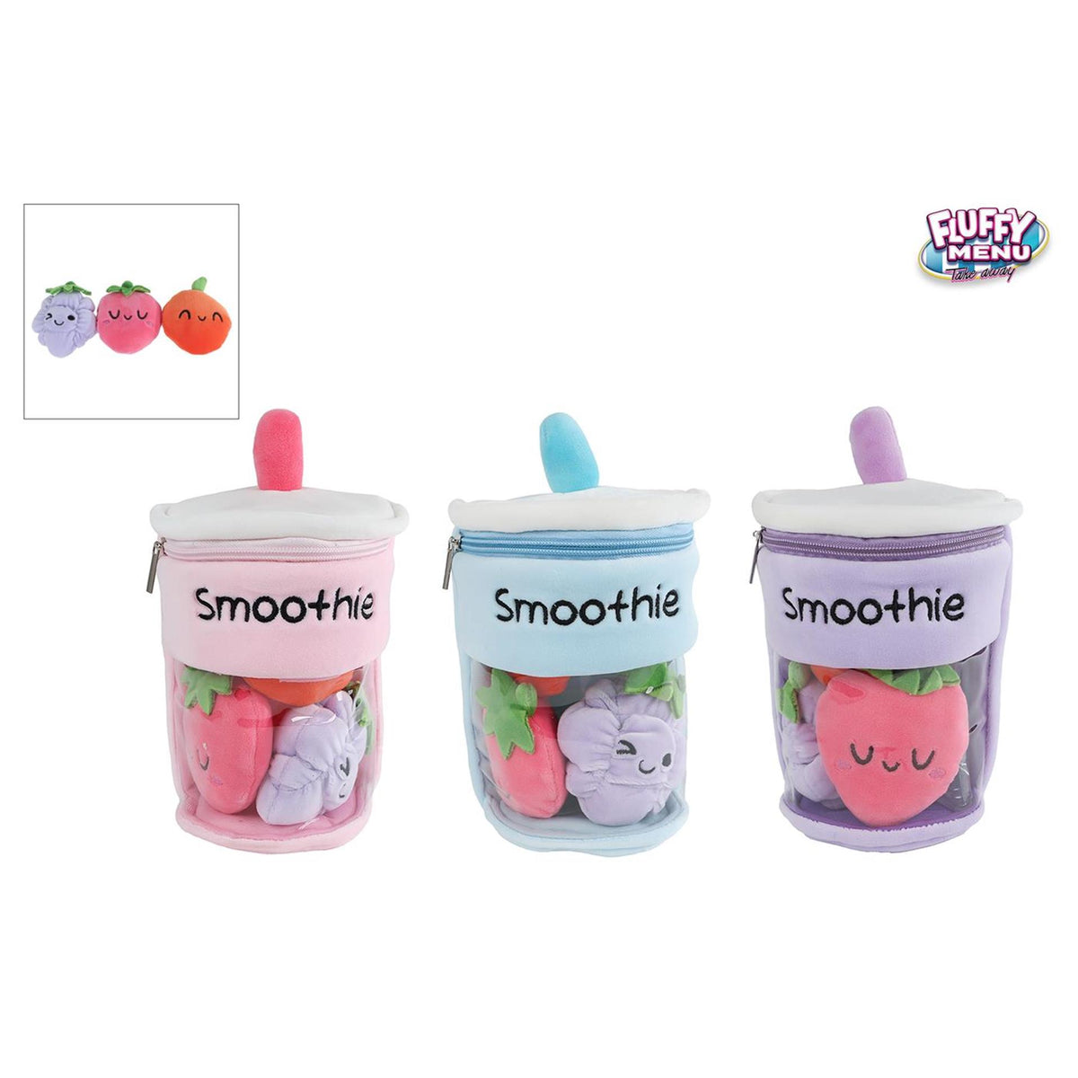 Puszyste menu pluszowe smoothie z 3 kawałkami owoców 25cm 3 różne