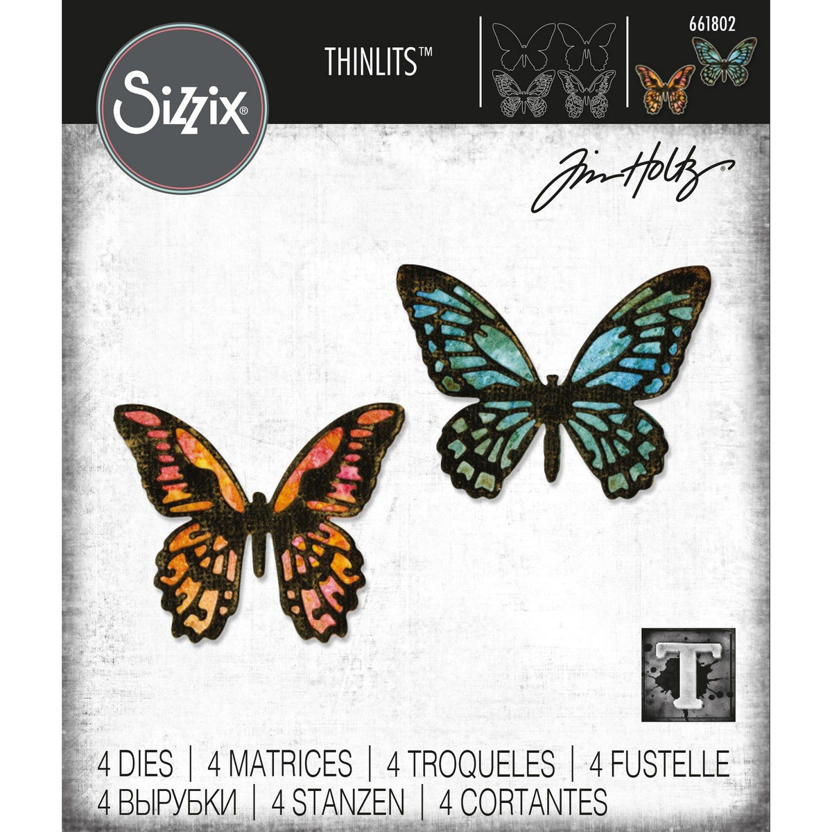Sizzix • Zestaw wykrojników Tim Holtz Thinlits szczegółowe motyle mini 4szt