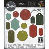 Sizzix • Zestaw wykrojników Tim Holtz Thinlits, zawieszki na prezenty 12szt