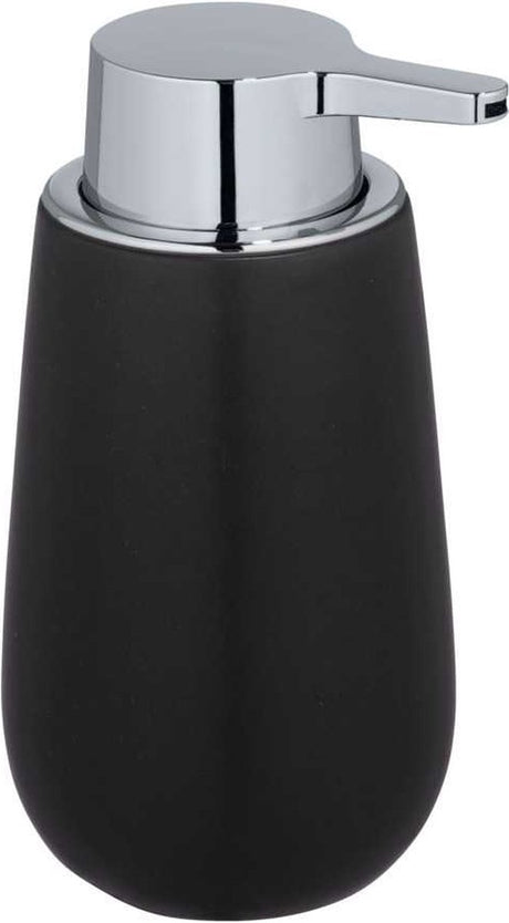 Dozownik mydła Wenko Badi czarny matowy ceramiczny 320ml - wolnostojąca pompa mydła z możliwością wielokrotnego napełniania - łazienka toaleta kuchnia