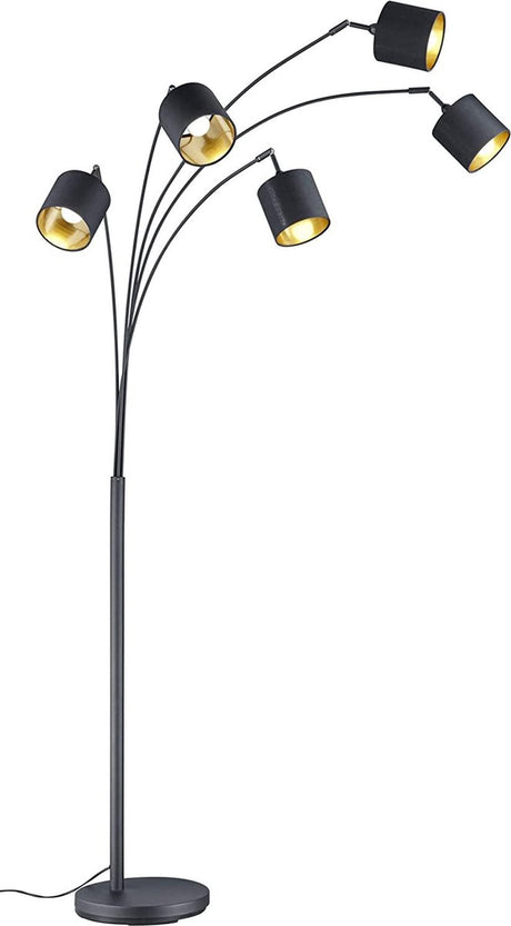 Rl Live Your Light Reality lampa podłogowa Tommy - czarny - kolor złoty - excl.5xe14 - ip20 - h200cm