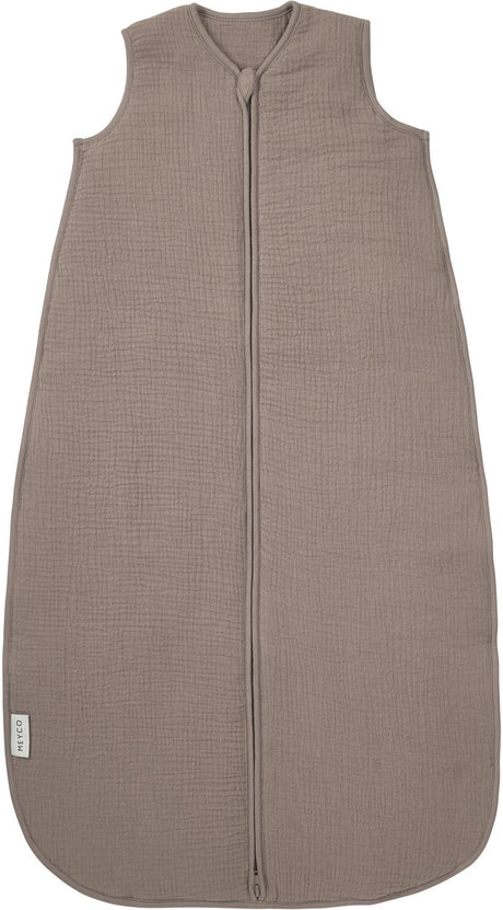 Meyco baby uni baby slaapzak gevoerd - pre-washed hydrofiel - dark taupe - 90cm - 2.0 tog