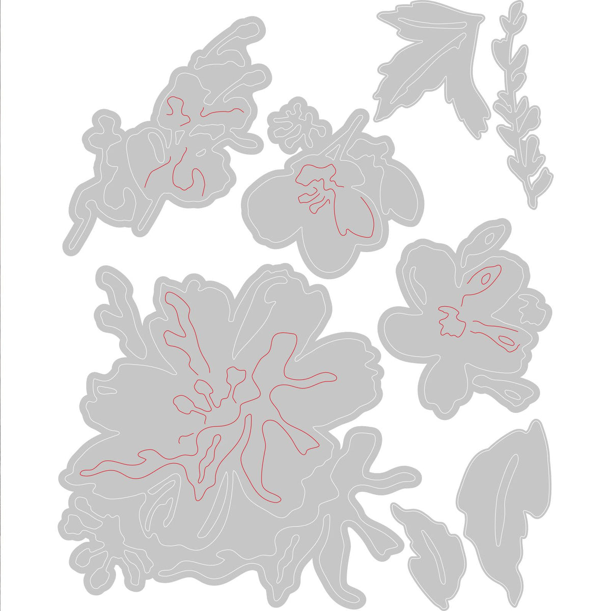 Sizzix • Tim Holtz Thinlits Zestaw wykrojników Brushstroke Flowers #2 8szt
