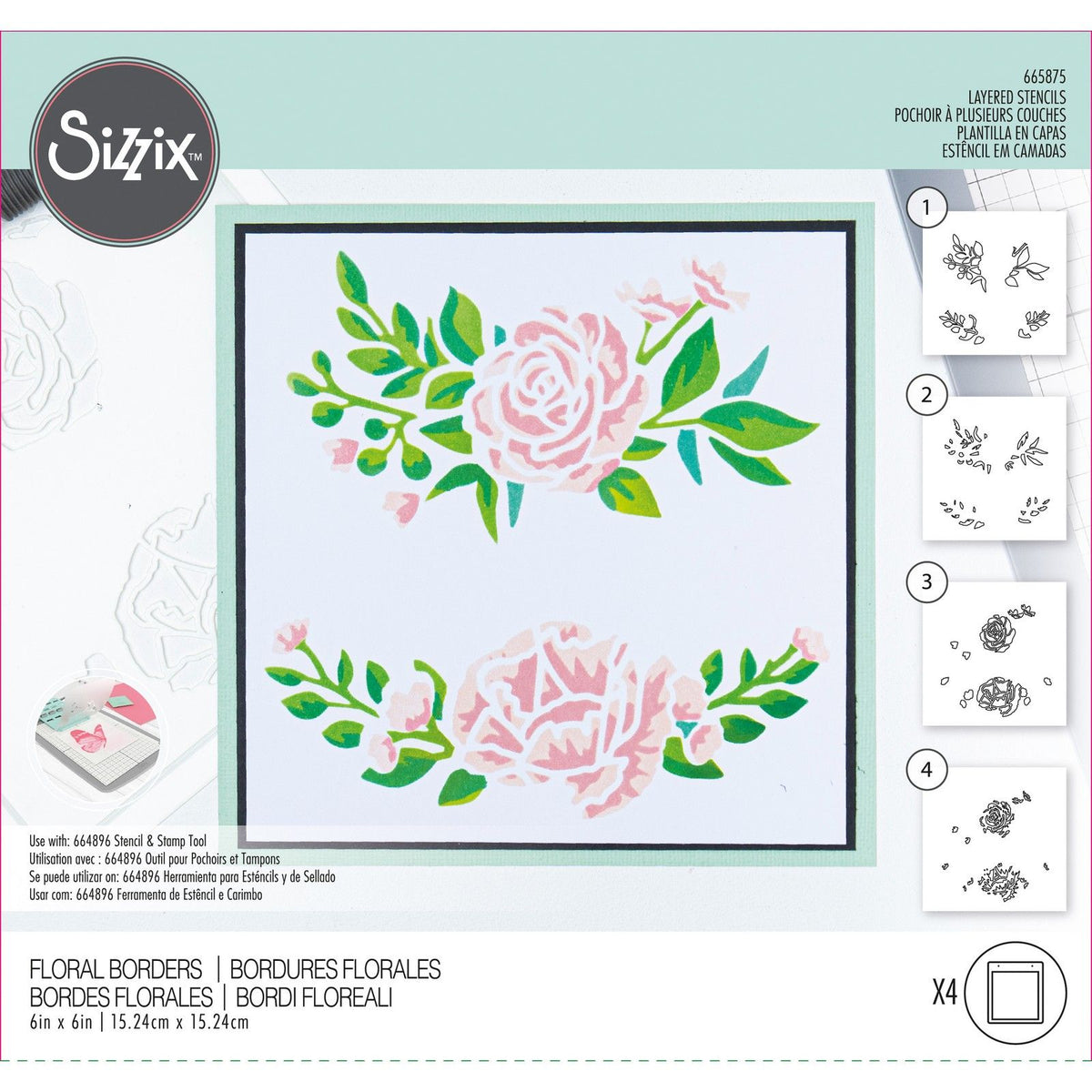 Sizzix • szablony warstwowe z kwiatowymi granicami