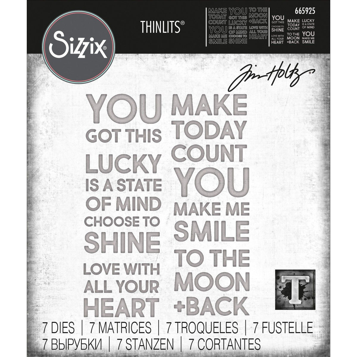 Sizzix • Zestaw wykrojników Tim Holtz Thinlits pogrubiony tekst #2 7szt