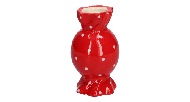 Vase candy d6.5 8.5xh15 red+dots