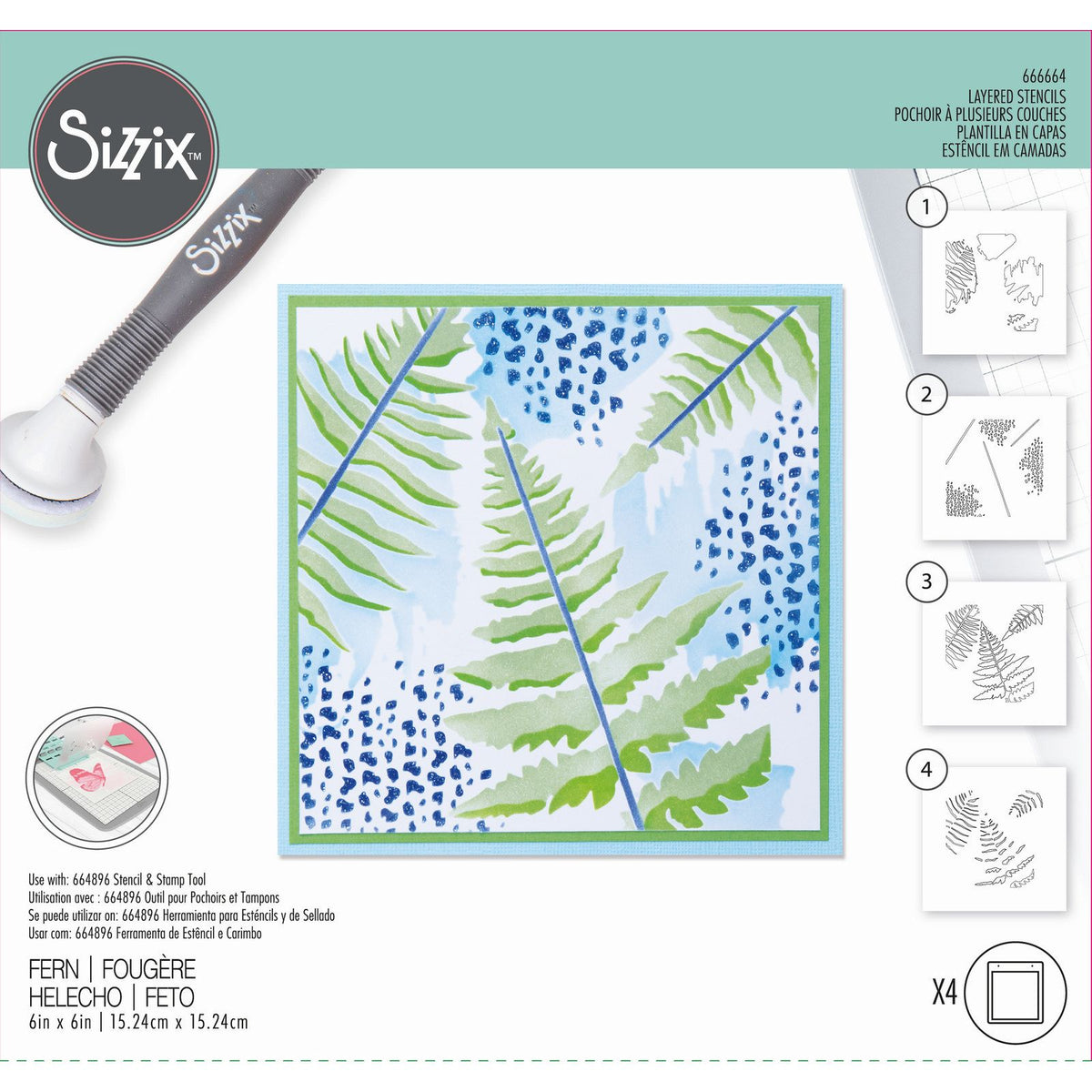 Sizzix • wzornik warstwowy paproć 4szt