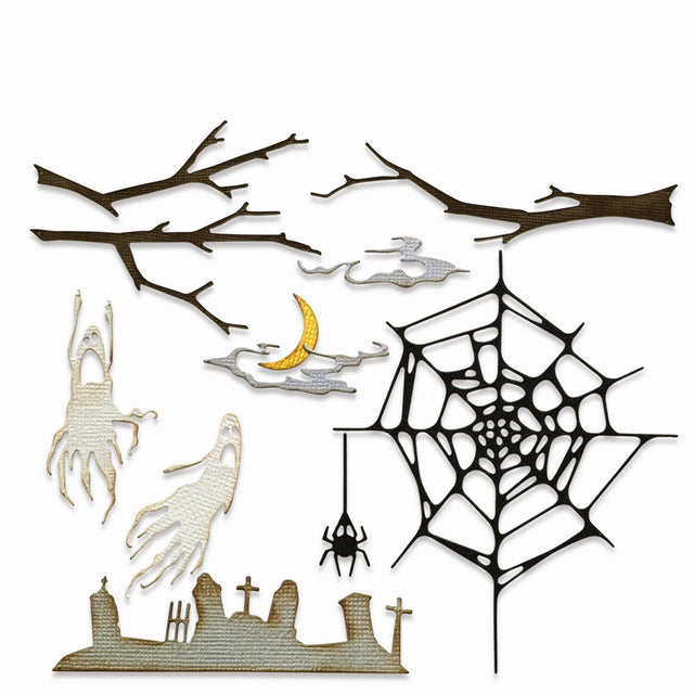 Sizzix • Tim Holtz Thinlits Strach Kryptowy Noc 11szt