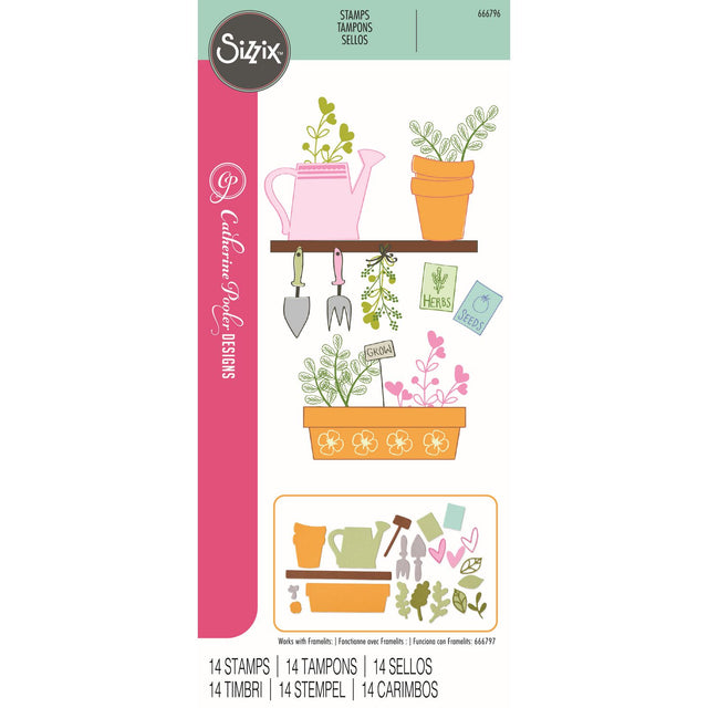 Sizzix • Znaczki bezbarwne znaleziska szklarniowe 14szt