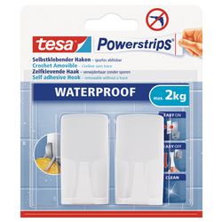 Haczyki do zawieszania listew zasilających Tesa - 2x - białe - plastikowe - wodoodporne - samoprzylepne
