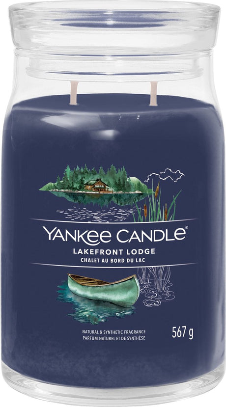 Yankee Candle - świeca zapachowa Lakefront Lodge w dużym słoiczku - 90 godzin palenia - dwa knoty
