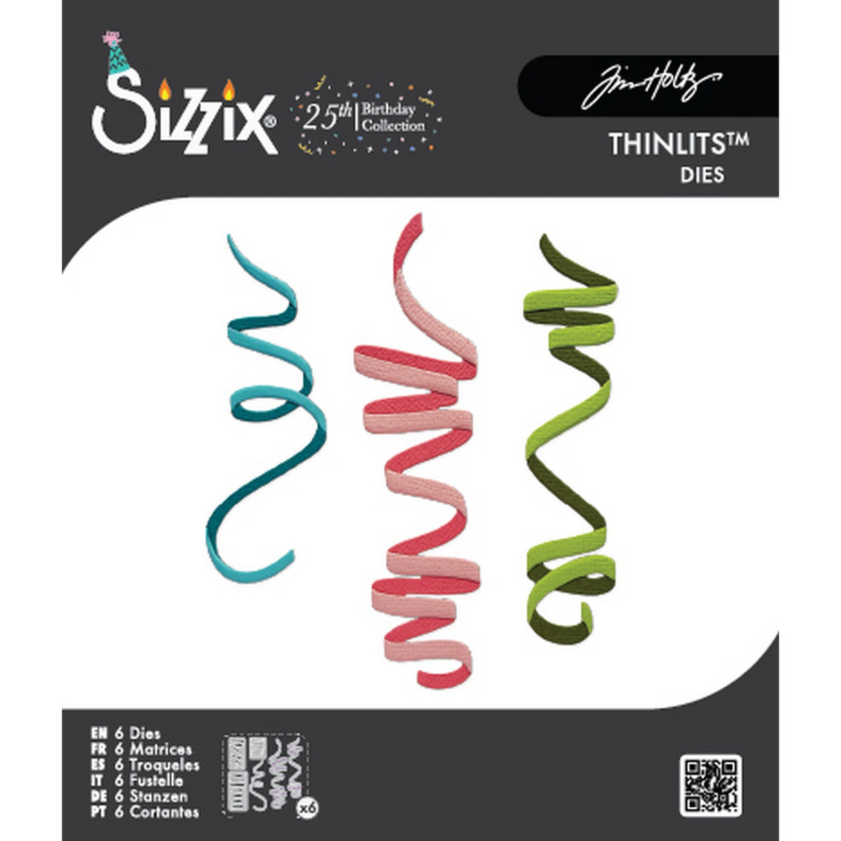 Sizzix • Zestaw wykrojników Thinlits, 6 szt. serpentyn świątecznych autorstwa Tima Holtza