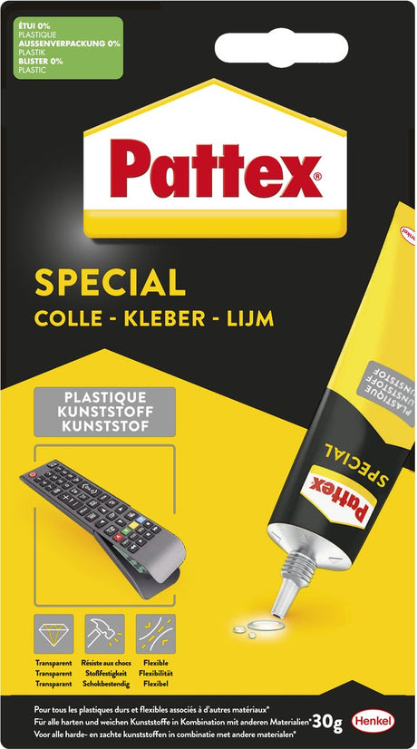 Pattex specjalny plastik 30g | wszechstronny do różnych materiałów | profesjonalne rezultaty, nieskazitelne wykończenie | niezawodny, specjalistyczny klej do mistrzowskich projektów.