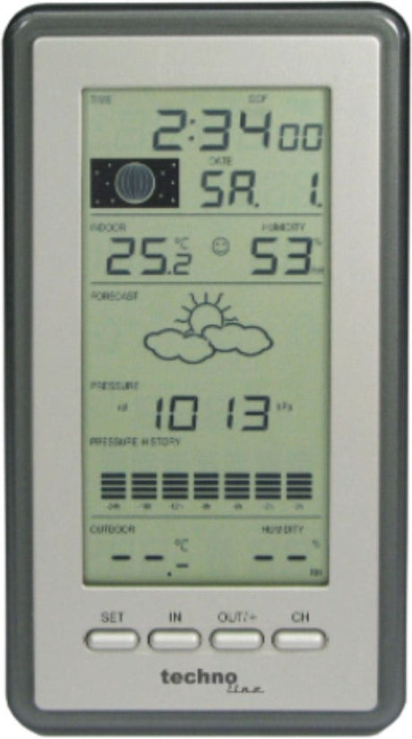 Stacja pogodowa Technoline - ws 9040-it - 100x178x28mm - srebrnoszara - z 1 czujnikiem zewnętrznym 100m - tl-ws9040-it