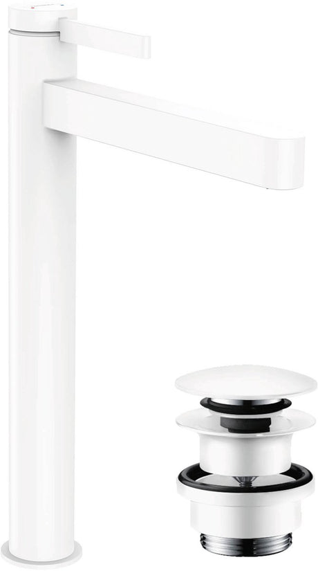 Hansgrohe finoris - bateria umywalkowa - sterowanie jednouchwytowe - z korkiem spustowym - 260mm - biały matowy