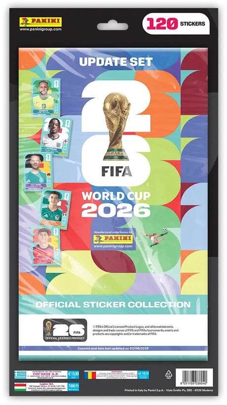Zestaw aktualizacji kolekcji naklejek Panini FIFA World Cup 2026 – 120 naklejek – oficjalne naklejki Pucharu Świata 2026 – zestaw dodatkowy dla kolekcjonerów albumów