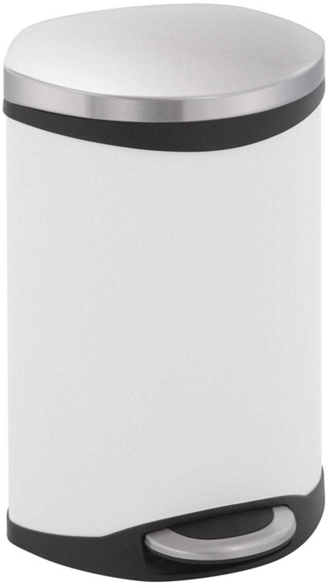 Eko - shell bin pedaalemmer 10 liter - steel plastic - wit, mat rvs - prullenbak