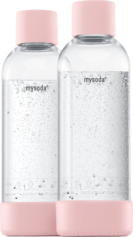 Mysoda - zestaw 2 butelek wielokrotnego użytku o pojemności 1 litra - jasnoróżowy - pasuje do urządzeń