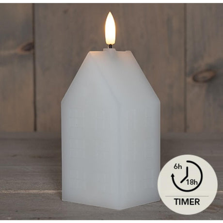 Kolekcja Anny LED świeca woskowa 3D płomień na baterii 2XAA z timerem 5x6x15cm biała