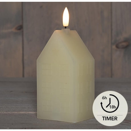 Kolekcja Anny LED świeca woskowa 3D płomień na baterii 2XAA z timerem 5x6x15cm kość słoniowa
