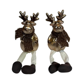 Mansion atmosphere bungelbeen hert bruin goud 6x5.5x11cm 2 ass