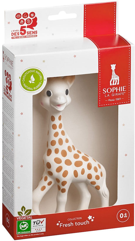 Żyrafa Sophie - zabawka do ząbkowania - zabawka do ząbkowania - zabawki dla dzieci - prezent dla matki - prezent na baby shower - w białym czerwonym pudełku - 100% naturalnej gumy - od 0 miesięcy - 17 cm - beżowo-brązowy