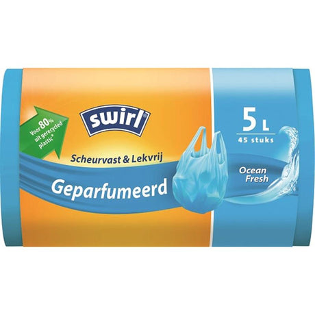 Worek na śmieci z pedałem wirowym, zapachowy, z uchwytem, 5-litrowa rolka zawierająca 45 worków, 80% plastiku pochodzącego z recyklingu