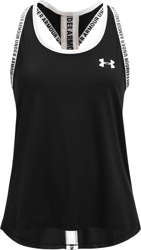 Dziewczęca sportowa koszulka Under Armour Tech Knockout Tank-blk w kolorze czarno-białym
