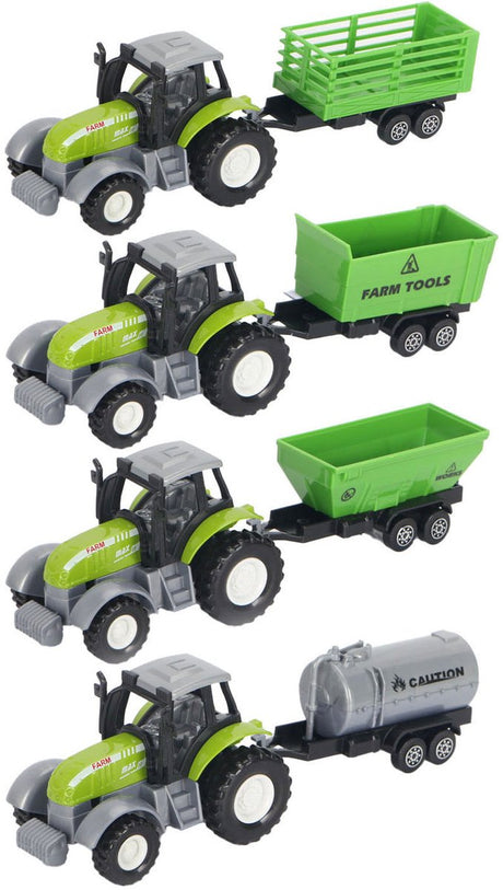 Odlewany ciśnieniowo zielony traktor Lobbes Toys BV z przyczepą i funkcją holowania