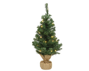 Mini sztuczna choinka Everlands 45cm z oświetleniem LED w worku jutowym