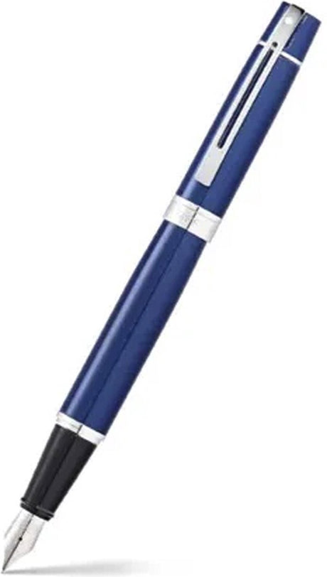 Pióro wieczne Sheaffer - 300 - czarny i błyszczący niebieski z chromowaną - stalówka m - w zestawie konwerter do napełniania - sf-e0934153