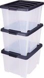 Iris handybox opbergbox - 30l - kunststof - transparant zwart - set van 3