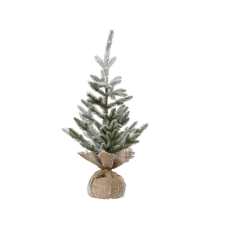 Decoris sztuczna choinka ze śniegiem w worku jutowym o wymiarach 30xw60cm