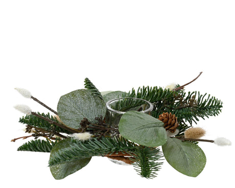Świecznik na podgrzewacze Decoris z bożonarodzeniową zielenią śr.20x7cm