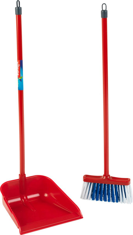 Klein Toys Vileda szufelka i szufelka z długą rączką - rączka o długości 56 cm - miotła o długości 55,5 cm - czerwono-niebieski