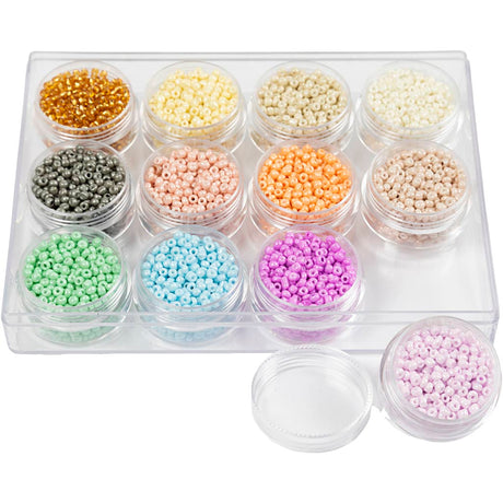 Creativ Company Rocailles okrągłe szklane koraliki 3 mm pastelowe kolory, 12x17 gramów